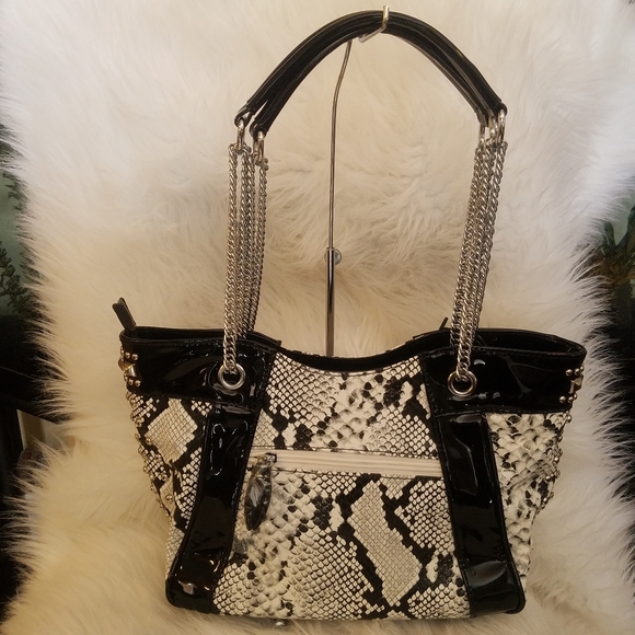 HANDBAG EXPRESS SNAKE SKIN RHINESTONE TOTE - Picture 2 of 5
